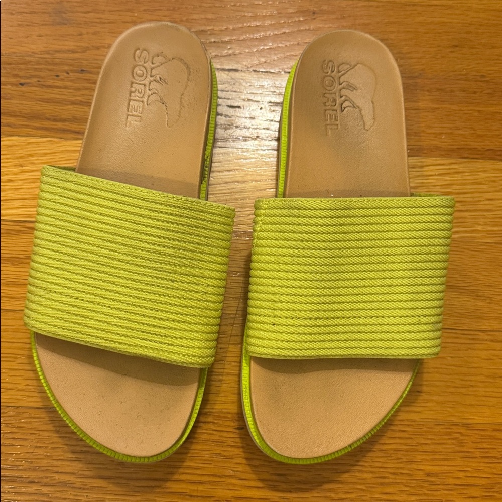 Sorel Bright Green Slide Sandals